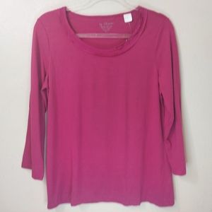 Chico's Delicate Trim Top Magenta Size 12 (Chico’s 2 Ninfea)